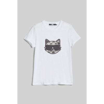 KARL LAGERFELD BOUCLE CHOUPETTE T-SHIRT bílá – Zboží Mobilmania