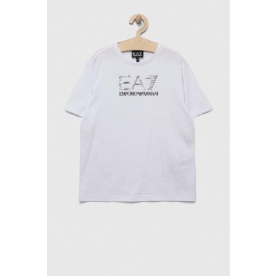 dětské bavlněné tričko EA7 Emporio Armani bílá, s potiskem – Zboží Mobilmania