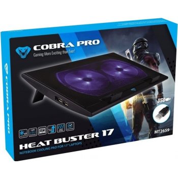 Media-Tech MT2659 Cobra PRO Head Buster 17 - chladící podložka pro notebook 15,5 až 17 palců, černá (PC)