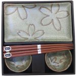 MADE IN JAPAN Jídelní sada Sushi set s květinovým motivem světle zelený 6 ks – Zboží Dáma