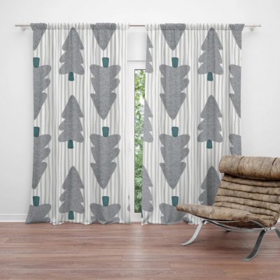 Sablio Závěs Šedé stromky: 2ks 140x250cm – Hledejceny.cz