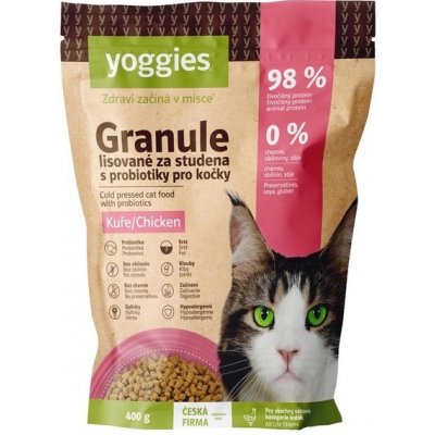 Yoggies Granule s kuřecím masem pro kočky lisované za studena s probiotiky 400 g