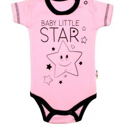 Baby Nellys Body krátký rukáv Baby Nellys Baby Little Star růžové – Zboží Mobilmania