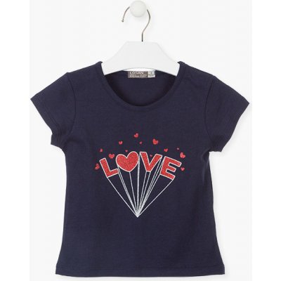 LOSAN Dívčí tričko krátký rukáv Love Modrá tmavá – Zboží Mobilmania