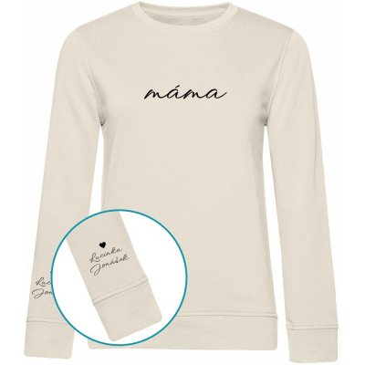 Dámská mikina MÁMA CLASSIC a jména dětí na rukávu Krémová Černý – Zboží Dáma