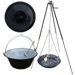 Kessel kotlík na guláš smalt 20 l pánev smalt 42 cm teleskopická trojnožka pojistný kladka VAR 93-170 cm poklice smalt 49 cm naběračka 350 ml vařečka 50 cm MIX SET – Zboží Dáma