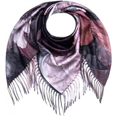 Biju Dámský hřejivý šátek šedo-hnědé květy 7200801-4 – Zboží Dáma