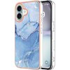 Pouzdro a kryt na mobilní telefon Apple PROTEMIO 86966 IMD MARBLE Ochranný kryt pro Apple iPhone 16 BLUE