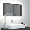 Koupelnový nábytek Nábytek XL LED koupelnová skříňka se zrcadlem lesklá šedá 80x12x45cm akryl