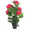 Květina zahrada-XL Umělá rostlina hortenzie s květináčem 60 cm červená