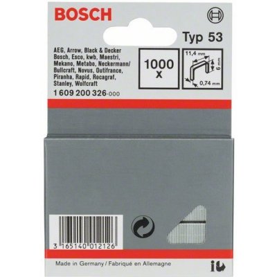 Bosch sponky do sponkovačky, typ 53 - 11,4 x 0,74 x 6 mm - 1000 ks 1609200326 – Sleviste.cz