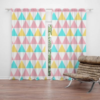 Sablio Závěs Tříbarevné trojúhelníky: 2ks 140x250cm – Zboží Mobilmania