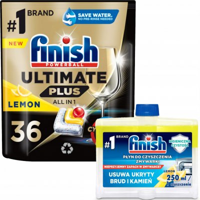 Finish Ultimate Plus kapsle do myčky Lemon 36 ks Lemon + čistič 250 ml – Zboží Mobilmania