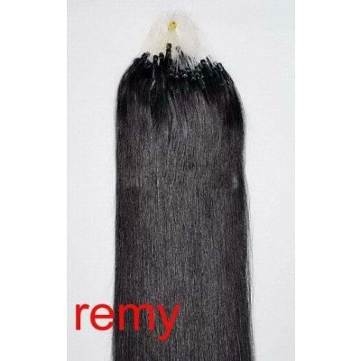 VLASY MICRO RING PŘÍRODNÍ ČERNÁ #1B,50g, 40cm,100% lidské vlasy k prodloužení – Sleviste.cz
