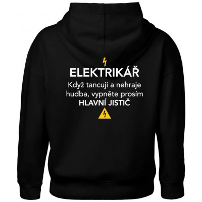 Elektrikář hlavní jistič Nápis na zádech Oversized mikina dámská Moon kratší + širší Černá – Hledejceny.cz