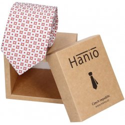 Pánská hedvábná kravata Hanio Vano červeno-bílá