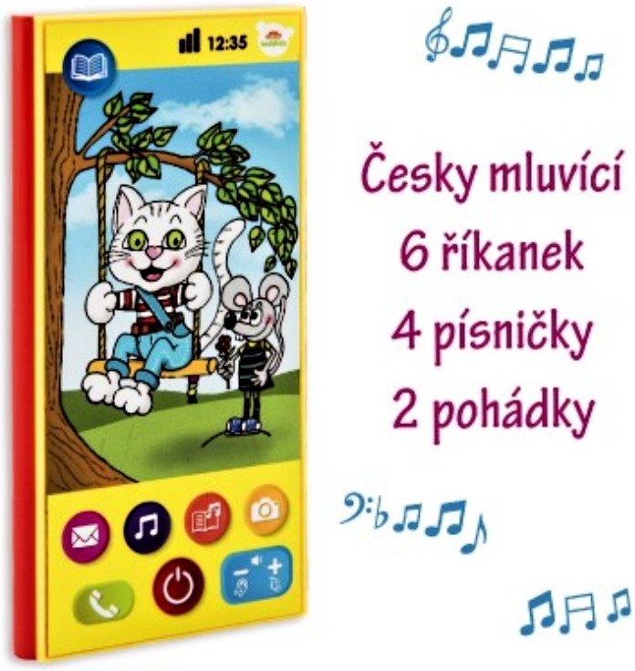Veselý Mobil Telefon plast česky mluvící 75x15cm na baterie se zvukem na kartě