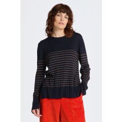 Gant SVETR STRIPE RIBBED KNIT C-NECK modrá