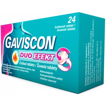 Gaviscon Duo Efekt žvýkací tablety por.tbl.mnd.24 od 135 Kč - Heureka.cz