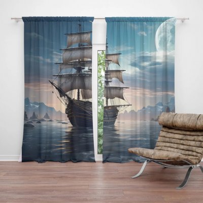 Sablio Závěs Plachetnice mezi skalami: 2ks 140x250cm – Hledejceny.cz