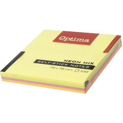 Samolepicí poznámkové lístky OPTIMA 75 × 75 mm, neonové, 100 listů, 122941 – Hledejceny.cz