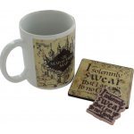 CurePink Dárkový set Harry Potter: Pobertův plánek Marauders Map hrnek přívěsek tácek hrnku GP85145 315 ml – Zboží Dáma