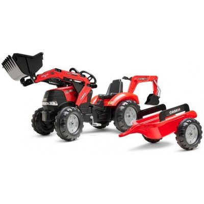Falk Šlapací traktor 996Y Case IH s nakladačem rýpadlem a vlečkou – Zboží Dáma