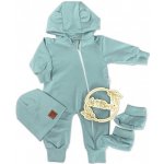 Baby Nellys Rostoucí teplákový overal pro miminko čepice botky D Nature ledově mátový – Zboží Dáma