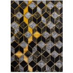 Dywany Łuszczów Gloss 400B 86 3D geometric black/gold Černá – Zbozi.Blesk.cz