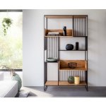 DELIFE Knihovna Lukeo 115x200 cm přírodní akácie černý kov – Zboží Mobilmania