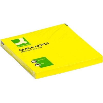 Samolepicí bločky Q-Connect - 75 x 75 mm, neonově žluté – Zboží Mobilmania