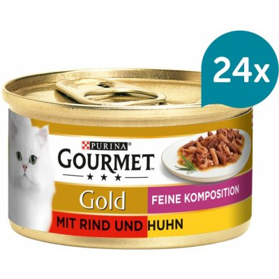Gourmet Gold Feine Komposition hovězí a kuřecí maso 24 x 85 g