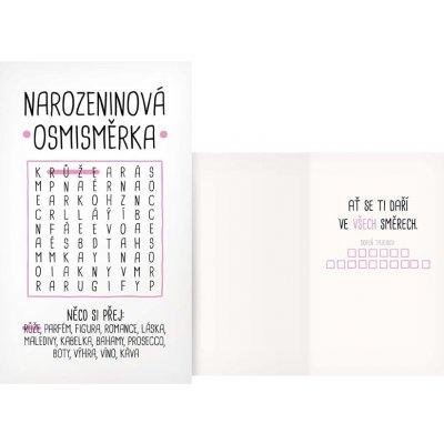 Přání humorné - Osmisměrka růžová – Zboží Dáma