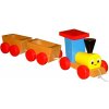 Dřevěná hračka Miva vláček se dvěma vagóny