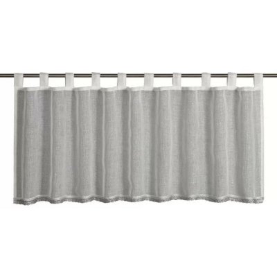Vitrážní záclonka s poutky s krajkovým okrajem 135x45cm bílá – Hledejceny.cz