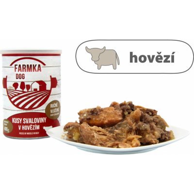 Sokol Falco Farmka Dog kusy svaloviny v hovězím 400 g – Sleviste.cz