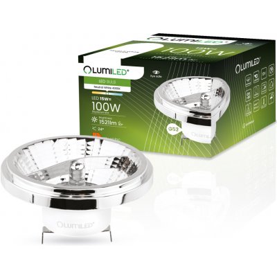 Lumiled LED žárovka LED G53 AR111 15W = 100W 1521lm 4000K Neutrální bílá 38° 12V DC Stříbrná – Zboží Živě
