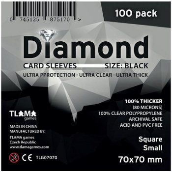 TLAMA games Obaly na karty Diamond Black: Square Small 70x70 mm