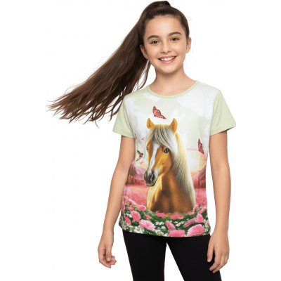 DÍVČÍ TRIČKO S KONĚM A KRÁTKÝM RUKÁVEM NOVINKA Zelinkavá – Hledejceny.cz