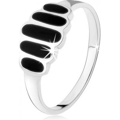 Šperky Eshop Stříbrný prsten hladké černé ovály hladká ramena vysoký lesk HH5.10 – Zboží Mobilmania