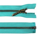 Kovový zip no.5 rozepínací 40cm tyrkysový (staromosazné zoubky) – Hledejceny.cz