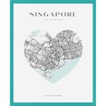 Plakát Mapa města Singapur srdce 40X50 cm + rám tyrkysové moře