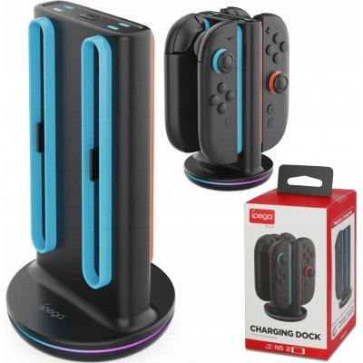 iPega SW2051 Nabíjecí Stanice s RGB pro JoyCon Ovladače Nintendo Switch 2 Black – Zboží Živě