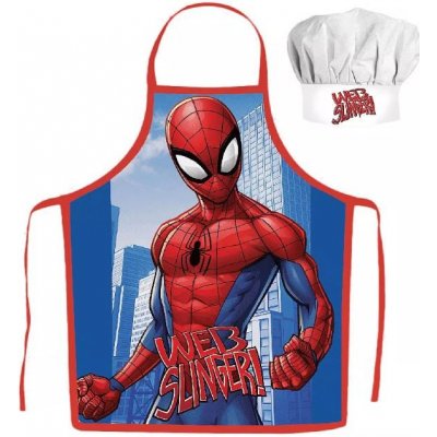 Max-fashion KFT Dětská zástěra SPIDERMAN web slinger set s čepicí modrý – Hledejceny.cz