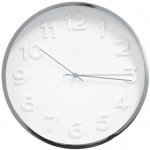 hodiny d30cm, chrom/bílé, kulaté nástěnné, plast – Sleviste.cz