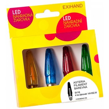 Žárovky barevné ASTERIA LED Filament 14V E10 MIX 4ks žárovek