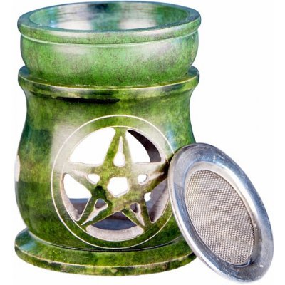 Nefertitis Aroma lampa kadidelnice z mastku s pentagramem zelená NF22928 výška 10 cm – Sleviste.cz