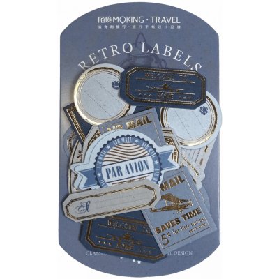 Retro samolepky (30 ks) - modrá – Zboží Živě