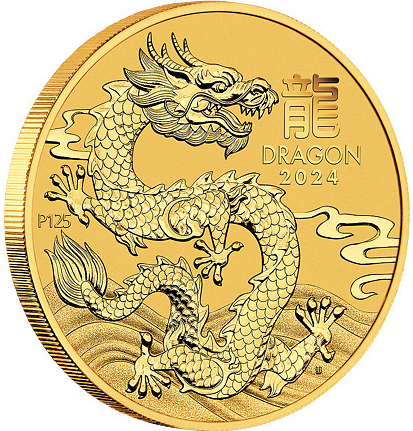 Perth Mint Lunární série III. - zlatá mince Year of the Dragon 2024 1/20 oz
