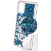 Pouzdro a kryt na mobilní telefon Samsung 1Mcz Liquid Diamond Sparkle ochranné s přesýpacím efektem třpytek Samsung Galaxy A51 tyrkysová turquoise